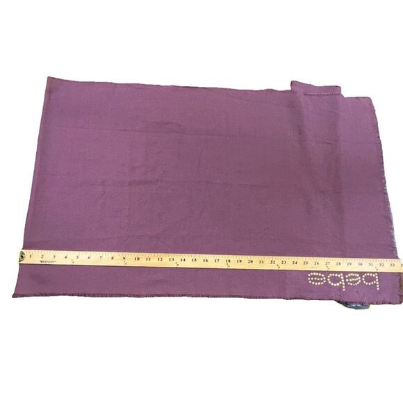 Bebe Cozy Soft Raw Edge Rhinestone Crystal Logo Scarf 68X20 Maroon Purple 68X20 - Picture 14 of 14